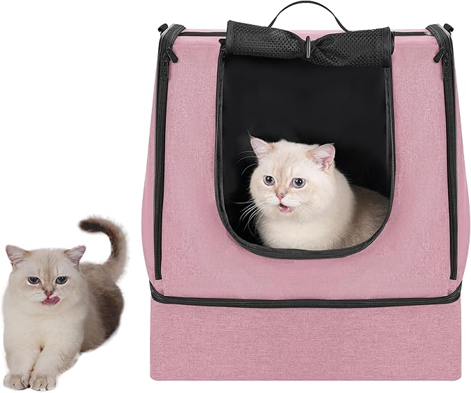 apollo walker Portable Cat Travel Litter Box with Zipped Waterproof Bag,No Collapse with Hard Base Insert at Bottom, No Leakage, No Smell, Easy to Carry, Easy to Use in Hotels