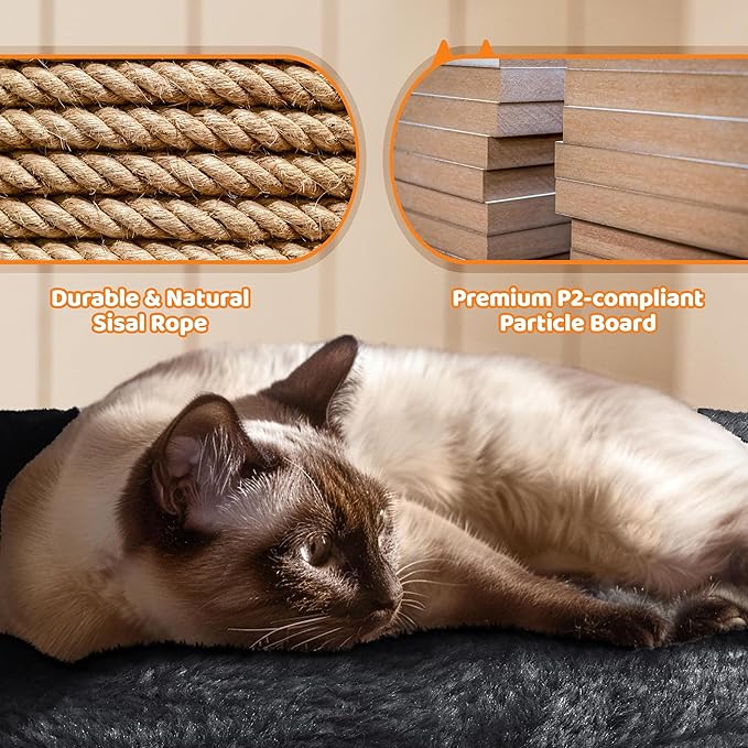 Yaheetech 68.5in Cat Tree for Large Cats, Multi-Level Cat Tower with 3 Wide Perches, Large Condo, Stable Pet Play House w/Sisal-Covered Scratching Posts & Board, Black