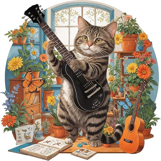 Jigfoxy Wooden Puzzle for Adults, Cat Wooden Jigsaw Puzzles for Adult, Unique Animal Shape Wood Cut Puzzles, Christmas Thanksgiving Gifts for Friends Family (L-13.2 * 13.2in-312pcs)