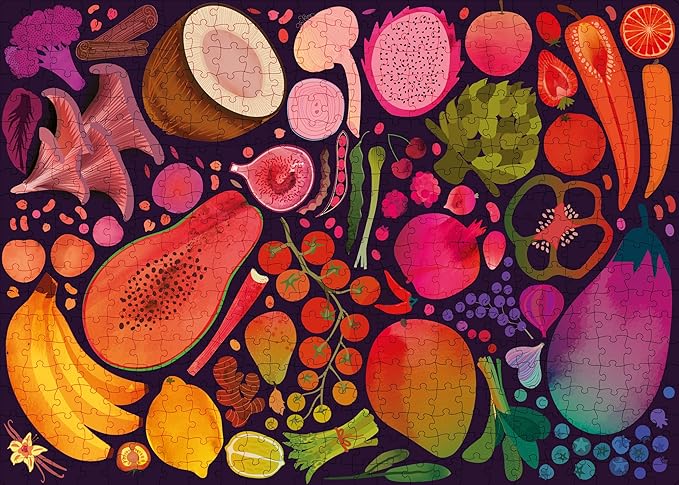 Elena Essex 500 Piece Puzzles for Adults - Juicy Feast/Puzzles for Adults 500 Pieces/Jigsaw Puzzles 500 Pieces/Colorful Fruit Vegetable Plants Puzzle/Puzzle Size 18x24inches