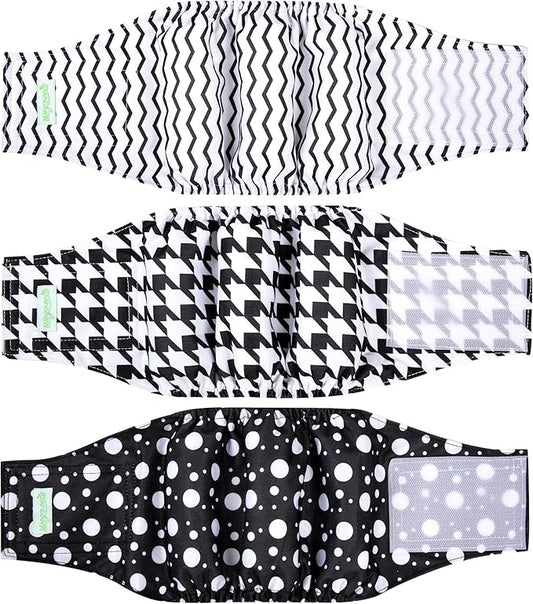 wegreeco Washable Male Dog Belly Band (Stylish Pattern)- Pack of 3 - Washable Male Dog Belly Wrap, Dog Diapers Male (Houndstooth, Small)