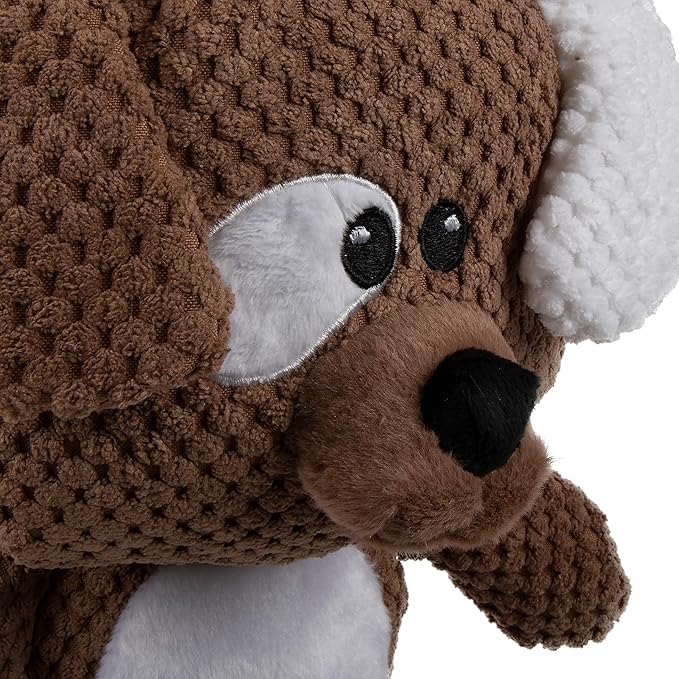 goDog Checkers Dog Squeaky Plush Dog Toy, Chew Guard Technology - Brown, Large