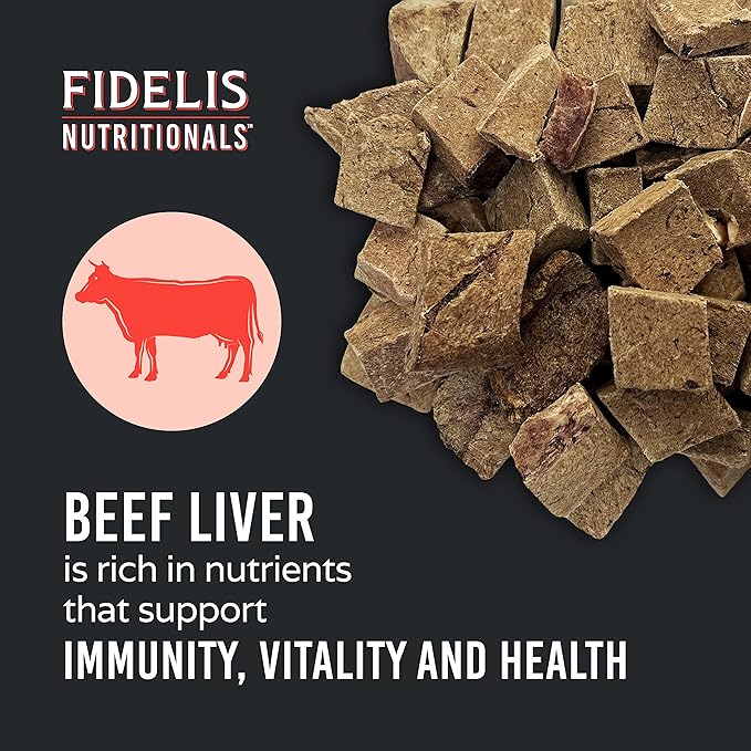 FIDELIS Freeze Dried Raw Dog Food with Superfoods for All Dog Breeds (32 oz) - Raw Beef Liver, Single Ingredient, Grain-Free, Gluten-Free (4 oz)