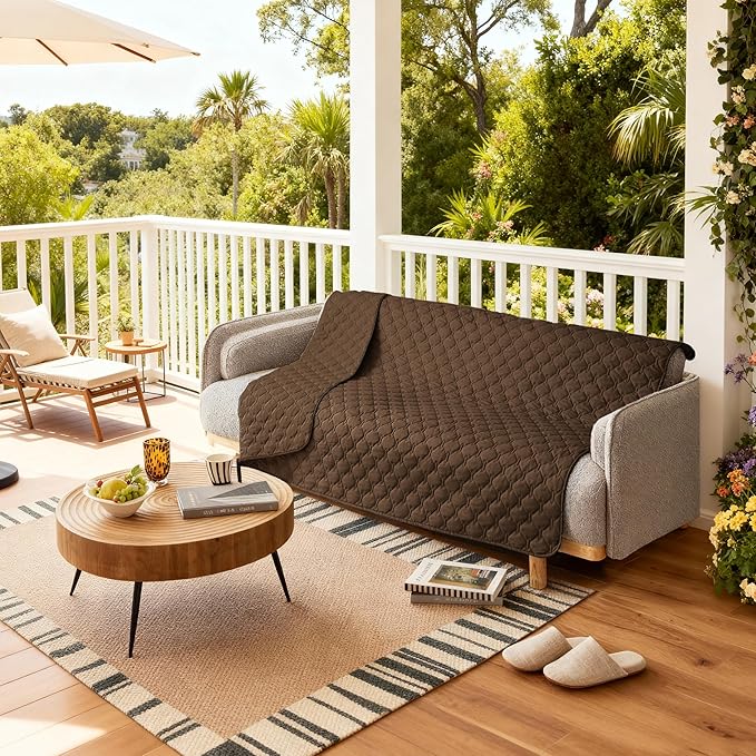 gogobunny 3X Stronger Waterproof Pet Blanket, Scratch Proof Furniture Protector for Dogs Cats, Reversible Cover 82x102 Inch, Dark Chocolate