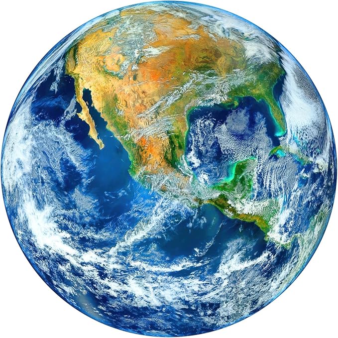 Round Earth Puzzles for Adults 1000 Pieces, NASA Blue Marble View Circle Jigsaw Puzzle with Letters on Back, Challenging Nature Puzzle, Premium Family Game Decor & Gift