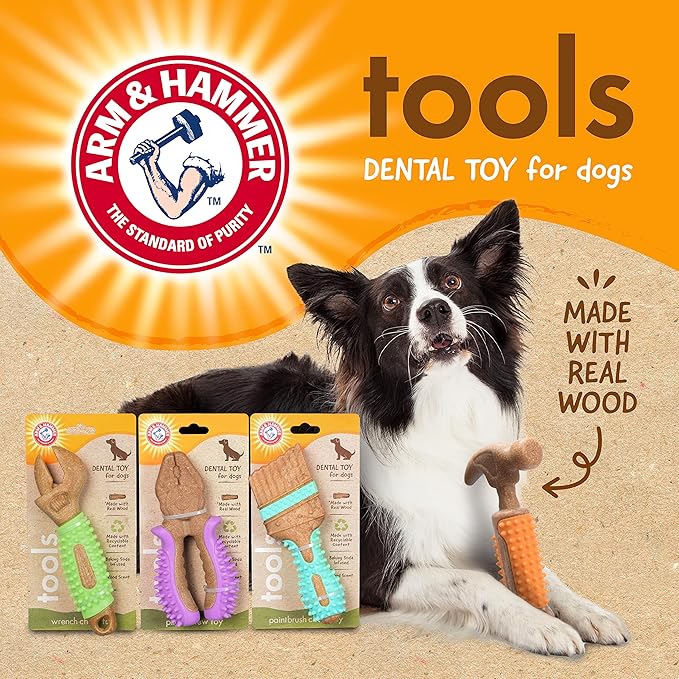 Arm & Hammer for Pets Chew Tools Collection: Wood Blend Pliers Chew Toy for Dogs | Compressed Wood Dog Chew Toys with Baking Soda, Safer & Durable Alternative to Chewing Sticks