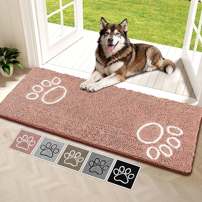 Super Absorbent Dog Door Mat, 60"*24“ Anti Slip Mat for Muddy Paws, Pet Rugs for Dirty Paws Washable That Absorbs Moisture and Dirt, for Dog Cage and Pet Resting Carpet
