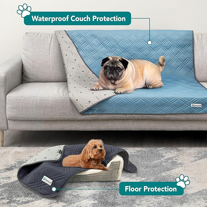 PetAmi Waterproof Cooling Mat for Dog, Premium Pet Cooling Blanket for Bed Crate, Anti Slip Indoor Dog Cool Pad for Sleeping, Q-MAX Large Sofa Couch Cover Mat for Cat, Light Blue, 40x60