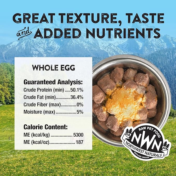 Northwest Naturals Freeze-Dried Whole Chicken Egg Functional Topper - for Dogs & Cats - Healthy, 1 Ingredient, Human Grade Ingredients, All Natural, Proudly Made in USA, 4 Oz (Pack of 2)