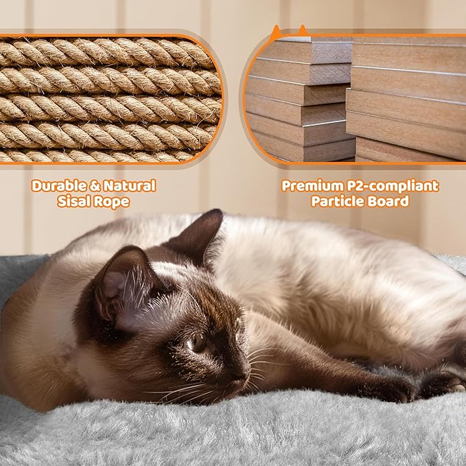 Yaheetech 68.5in Cat Tree for Large Cats, Multi-Level Cat Tower with 3 Wide Perches, Large Condo, Stable Pet Play House w/Sisal-Covered Scratching Posts & Board, Light Gray