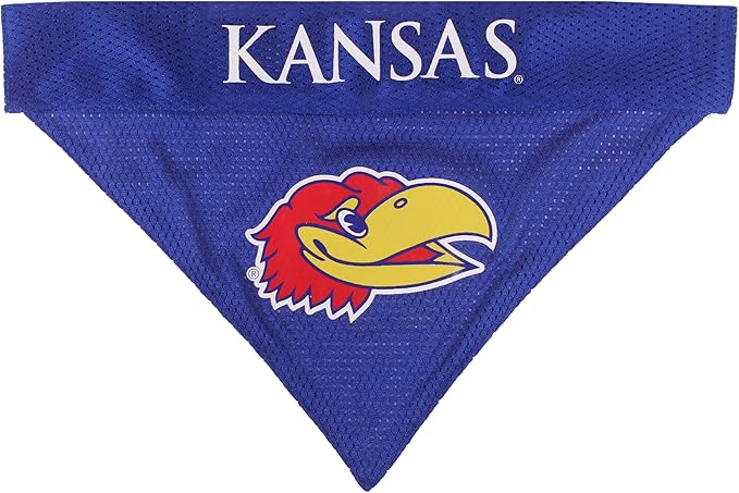 Pets First Collegiate Pet Accessories, Reversible Bandana, Kansas Jayhawks, Large/X-Large