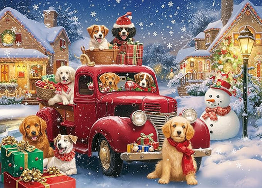 Santa Paws Jigsaw Puzzles 1000 Pieces for Adults -Challenging Christmas Puppy Blessings Art, Premium Matte Finish, 27.56 x 19.68 Inches, Perfect for Game Nights