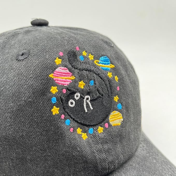 Black Cat Hat,Ragdoll Cat Embroidered Adjustable Cotton Baseball Cap for Men Women,Gifts for Cat Lovers