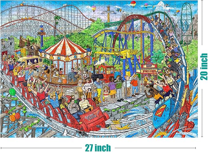 Antelope 2 in 1 1000 Piece Puzzle Bundle - Drive in Movie & Roller Coaster Jigsaw Puzzles
