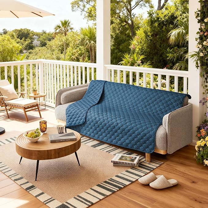 gogobunny 3X Stronger Waterproof Pet Blanket, Scratch Proof Furniture Protector for Dogs Cats, Reversible Cover 82x120 Inch, Dark Blue