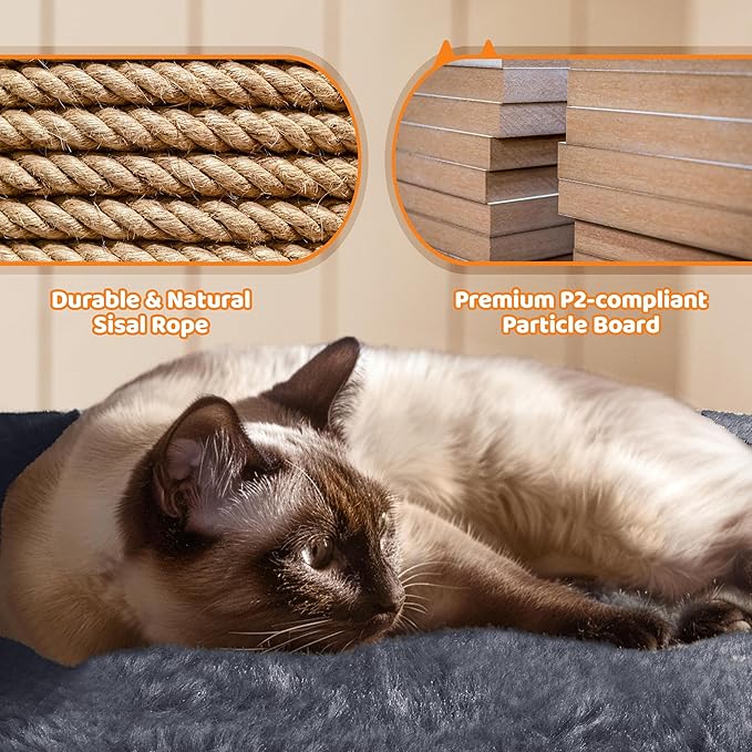 Yaheetech 68.5in Cat Tree for Large Cats, Multi-Level Cat Tower with 3 Wide Perches, Large Condo, Stable Pet Play House w/Sisal-Covered Scratching Posts & Board, Dark Gray