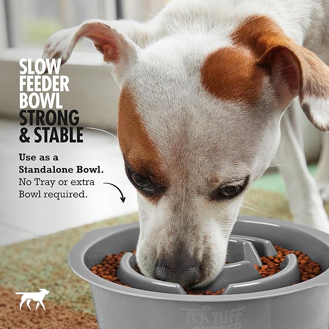 Tuff Pupper Slow Feeder Insert Bowl | Puzzle Maze Slows Down Eating | Elevated Feeder Tray Bowls | Standalone Dog Bowl | Pet Bowls Insert | Easy Clean Dishwasher Safe (2 Cups - Fits 7.5-8 Inch Hole)