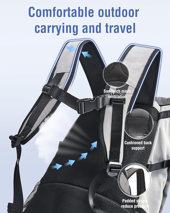 Dog Backpack for Small & Medium Dogs - Adjustable Pet Carrier for Travel & Hiking, Hands-Free Puppy Backpack with Storage Pockets, Breathable Mesh