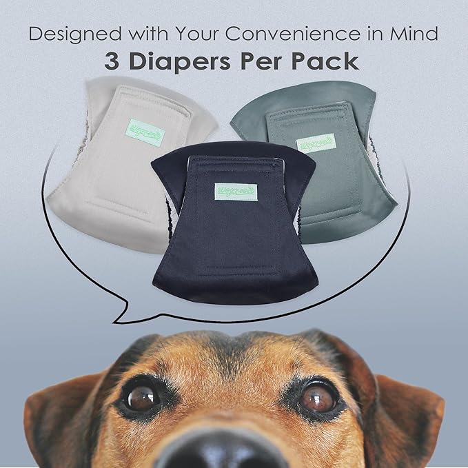 wegreeco Washable Male Dog Belly Band (Stylish Pattern)- Pack of 3 - Washable Male Dog Belly Wrap, Dog Diapers Male (Blue, Green, Champagne, X-Large)