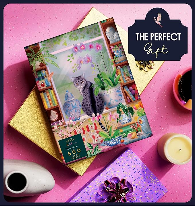 Elena Essex Puzzles for Adults 500 - Cat in The Window | 500 Piece Puzzles for Adults | Jigsaw Puzzles 500 Pieces | Cat Puzzle | Puzzles Size 18x24inches