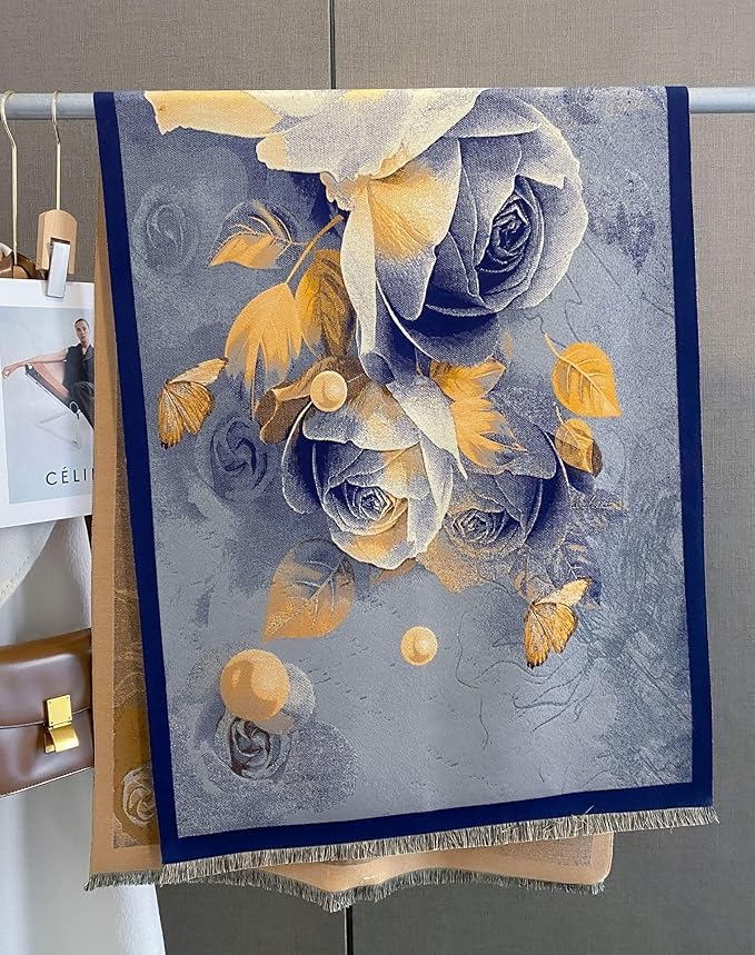 Jeelow Womens Pashmina Shawl Wrap Scarf - Elegant Dressy Evening Poncho Cape for Formal and Wedding Outfits