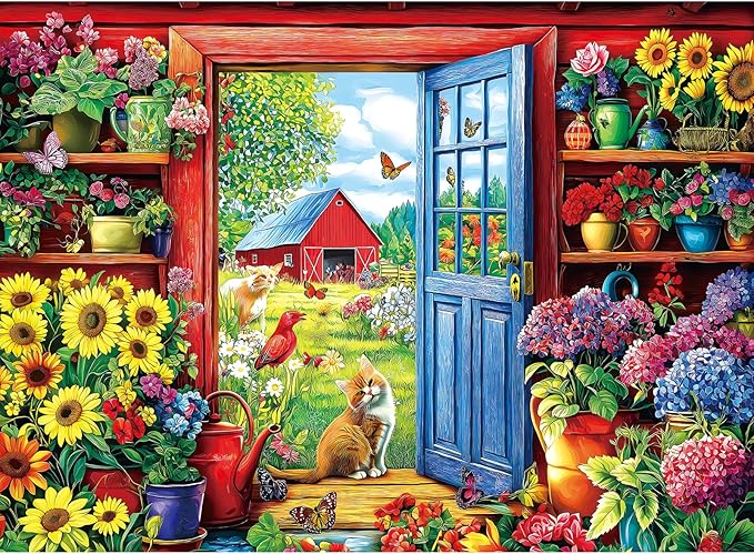 500 Pieces Puzzle for Adults, Flowers House Puzzle, Recycled Cardboard Jigsaw Puzzles 500 Pieces, Challenging Game Home Decor Birthday Party Gift Toy 23 x 15 inch
