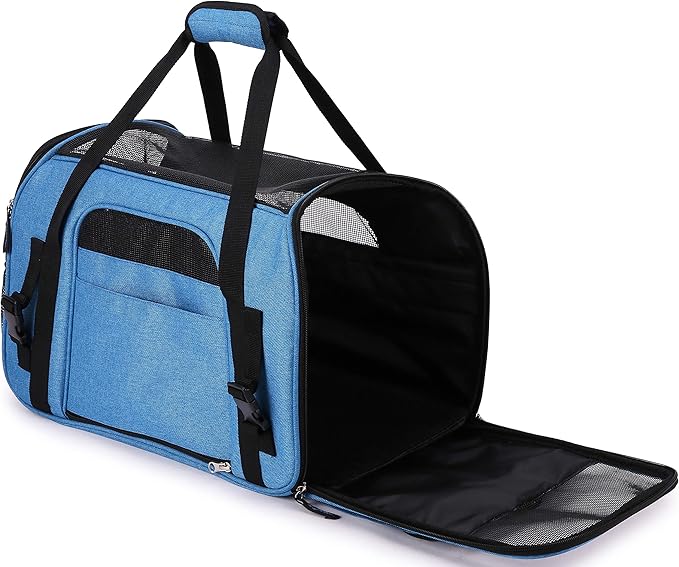 EliteField Soft Sided Pet Carrier (3 Year Warranty, Airline Approved), Multiple Sizes and Colors Available (Large: 19" L x 10" W x 13" H, Sapphire Blue)
