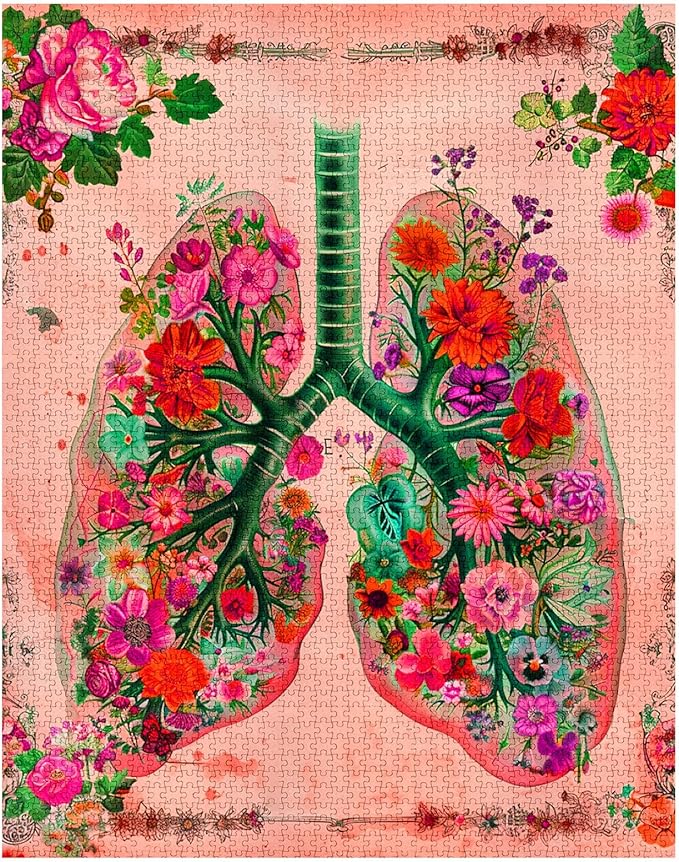 Flower Organs Jigsaw Puzzle Vintage Lungs Floral 1000 Pieces Puzzles Game Human Anatomy Jigsaw Puzzles for Adults Home Decor DIY Craft Puzzle Gift for Friends and Family 20 x 27 Inch