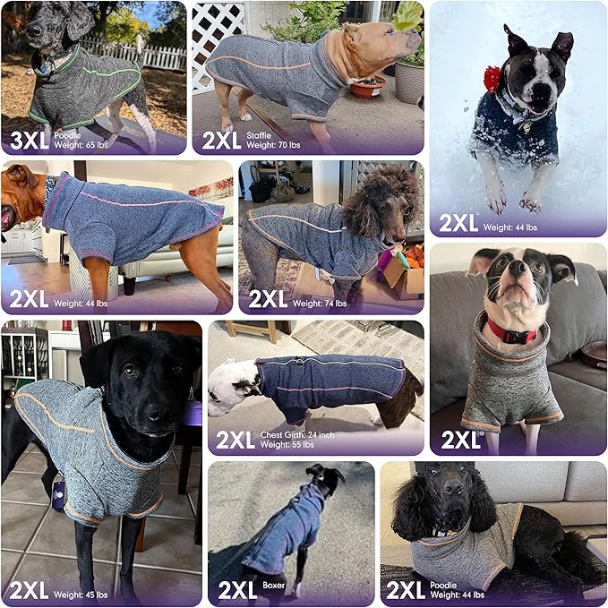 cyeollo Dog Fleece Jacket Sweater Lightweight Pet Coat Reflective Jackets Step in Zipper Warm Dog Sweaters for Medium Dogs