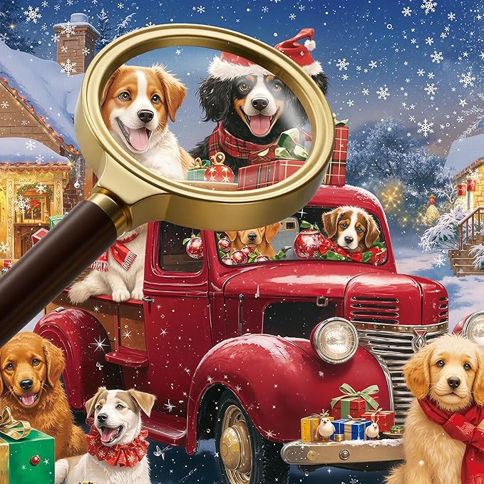 Santa Paws Jigsaw Puzzles 1000 Pieces for Adults -Challenging Christmas Puppy Blessings Art, Premium Matte Finish, 27.56 x 19.68 Inches, Perfect for Game Nights
