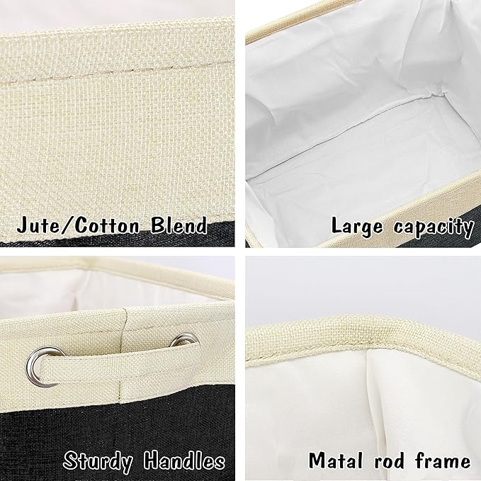 PET ARTIST Dog Toy Basket, Collapsible Dog Toy Bin Box with Comfortable Handles, Large Pet Toy Storage Organizer for Accessories, Toys, Coat & Clothing, Blanket & Leash, Black, 15"x11"x9"