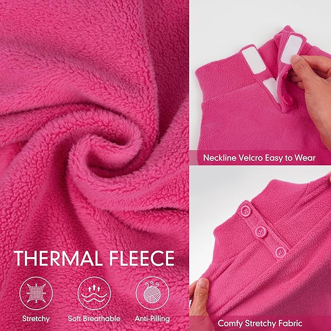 cyeollo Dog Pajamas for Small Dogs Fleece Dog Onesie Pjs Jumpsuit Thermal Stretchable Pet Apparel Warm Coat for Dogs Girls, Color Fuchsia