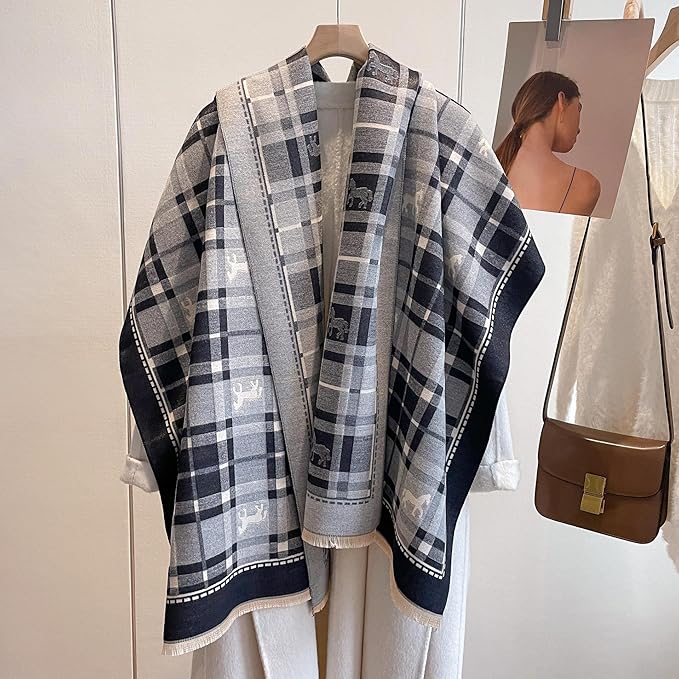 Jeelow Womens Pashmina Shawl Wrap Scarf - Elegant Dressy Evening Poncho Cape for Formal and Wedding Outfits