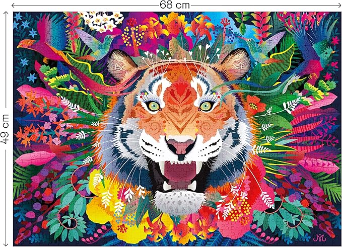 Elena Essex Jigsaw Puzzles 1000 Pieces - Roar Power, Puzzles for Adults 1000 Pieces, 1000 Piece Puzzle, Cool Animal Tiger cat Puzzle, Size 20x28 inches