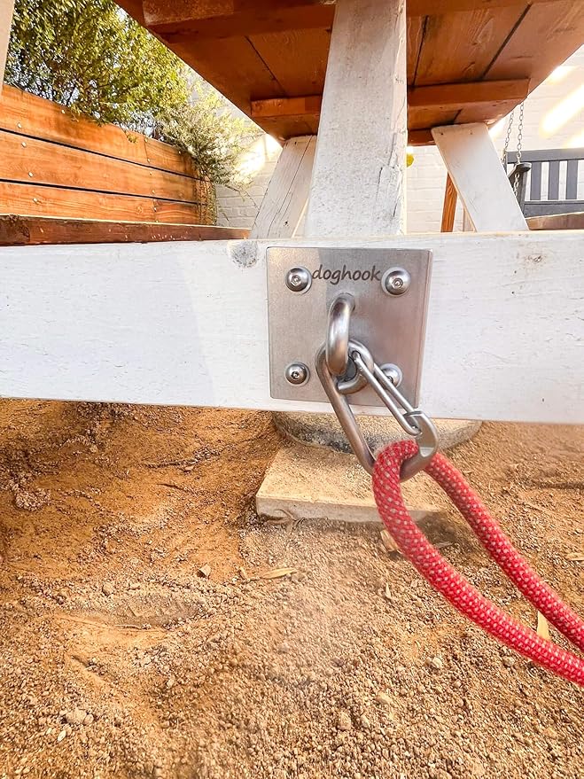 Canine Hitch- Secure Dog Leash Parking Indoor- Outdoor Wall Hook with EZ Clip - Tie Out Stainless Steel - Practical Lead Management for Home & Business