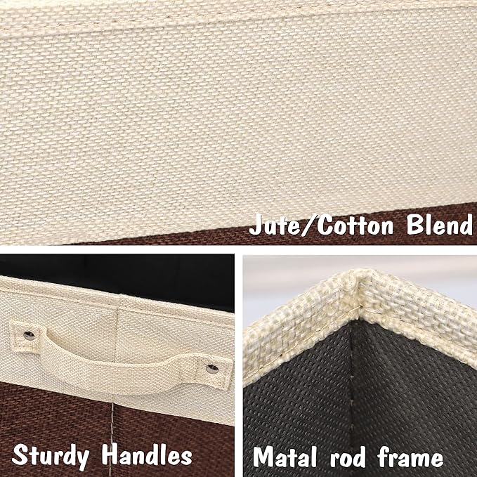 PET ARTIST Dog Toy Basket, Foldable Dog Toy Bin Box for Living Roon Area, Collapsible Storage Basket with Comfortable Handles for Pet Coat, Accessories, Brown, 15"x11"x9"