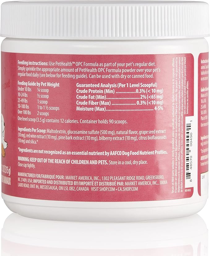 Pet Health OPC Formula with Glucosamine for Dogs & Cats, Beef Flavor – Joint Support, Healthy Circulation, Antioxidant Protection, Supports Cardiovascular & Visual Health (90 Servings)