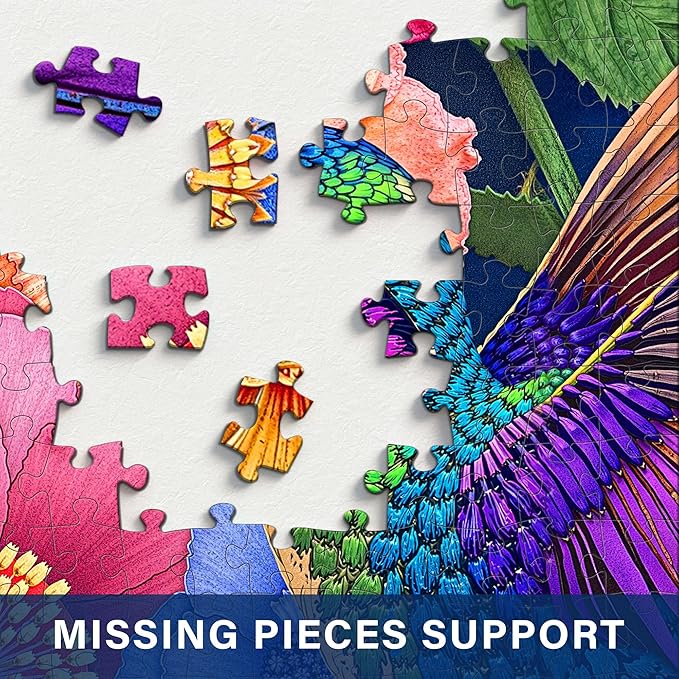 Hummingbird & Blooms Jigsaw Puzzles 1000 Pieces for Adults -Challenging Tropical Chroma Winged Jewels Art, Premium Matte Finish, 27.56 x 19.68 Inches, Perfect for Game Nights