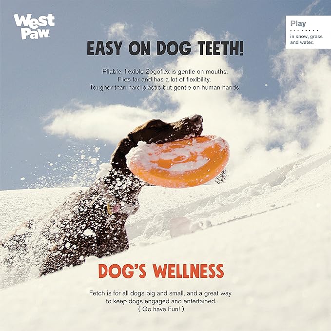 West Paw Zogoflex Zisc Dog Flying Disc, High Flying Aerodynamic Disc for Dogs Puppy – Lightweight, Floatable Disc for Fetch, Tug of War, Catch, Play – Doubles as Food/Water Bowl, Small 6.5", Tangerine