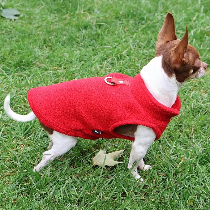 JACKO & CO - Fleece Vest Dog Sweater with Leash Ring - Soft, Warm & Lightweight Pullover Coat for Small & Medium Dogs, Puppies & Cats - Cozy Fall/Winter/Spring Pet Jacket (Red, XX-Large 25-35lbs)