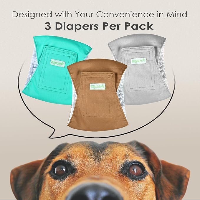wegreeco Washable Male Dog Belly Band (Stylish Pattern)- Pack of 3 - Male Dog Belly Wrap, Dog Diapers Male (Blue Gray Coffee, X-Large)