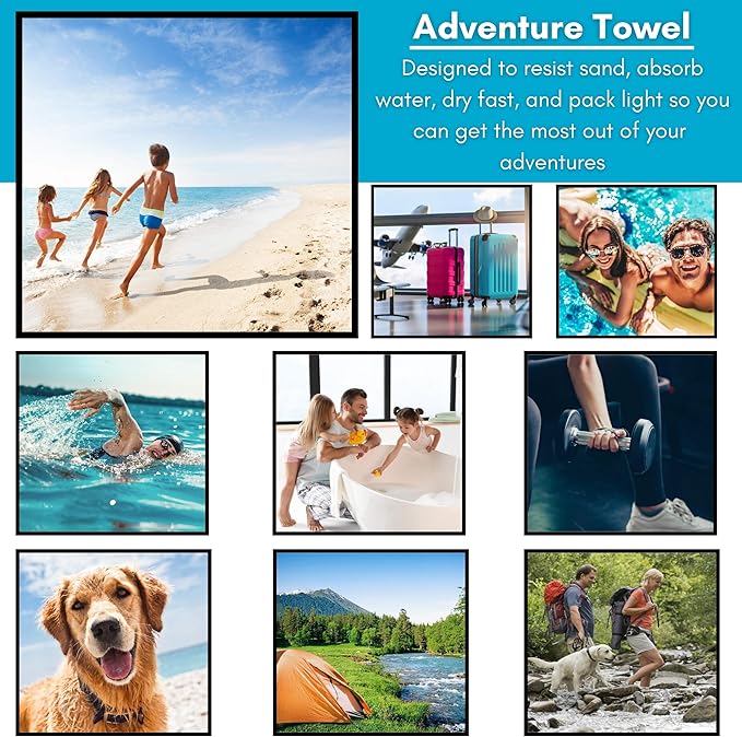 BIRDROCK HOME Multi-Purpose Microfiber Towel for The Beach, Travel, Pets or Camping - Large 31 x 63” - Grey - Quick-Dry - Absorbent Lightweight Compact - Bag - Kids Hiking Outdoor - Corner Pockets