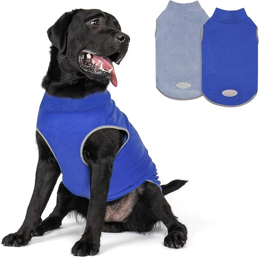 cyeollo 2 Pack Fleece Dog Sweater Pullover Dog Sweatshirt Reflective Lightweight Sweaters Warm Clothes for Medium Dogs Boy Girl Pet Apparel Blue, Mist Blue, XXL