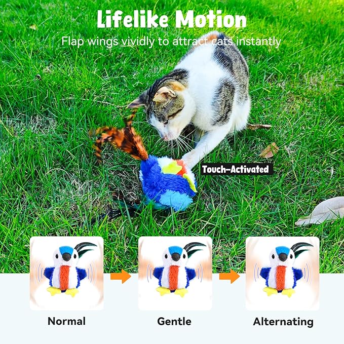 Interactive Cat Toys for Indoor Cats, Hanging Catnip Electric Kitten Toys - Automatic Flying Bird Cat Wand Toy for Bored Indoor with Timer Touch Start