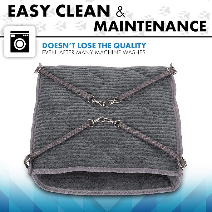 Ferret Hammock for Cage - Plush Double Bunk Bed Hanging Clips - Perfect for 2 or More Small Pets! (Rats, Ferrets, Hamsters, Guinea Pigs, Chinchillas & Squirrels) - Blue