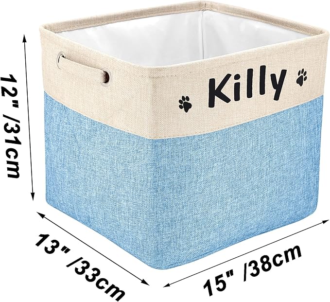 PET ARTIST Collapsible Dog Toy Storage Basket Bin with Personalized Pet's Name - Rectangular Storage Box Chest Organizer for Dog Toys,Dog Clothing,Dog Apparel & Accessories