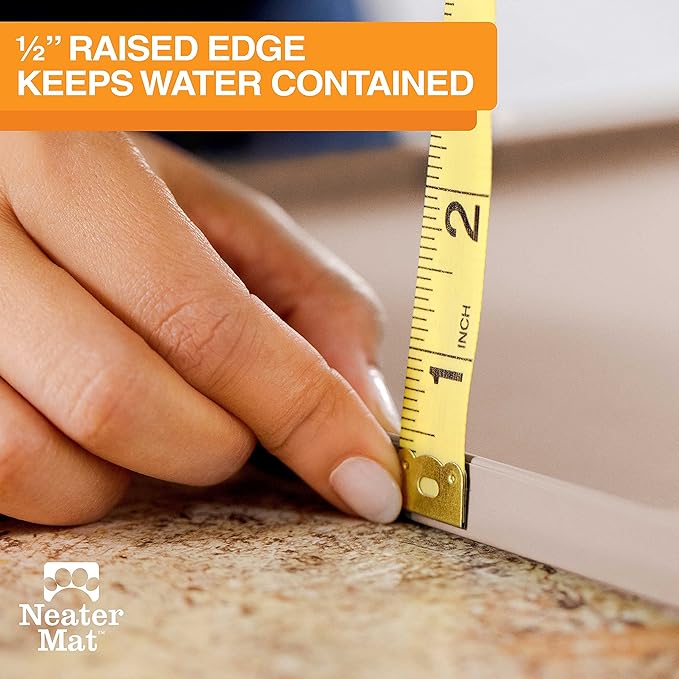 Neater Pet Brands Neater Mat Pet Mats for Food and Water, Cat & Dog Bowl Mat Waterproof Silicone, Feeding Tray, Dog Food Mats for Floors, Placemat w/ Raised Edge for Under Bowls, 19” x 12”, Cappuccino