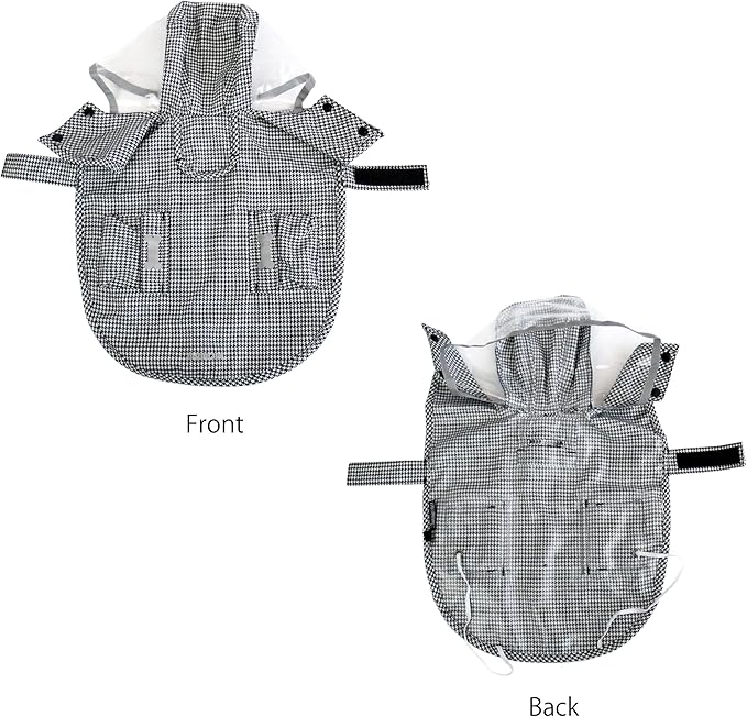 Waterproof Dog Raincoat, Adjustable Reflective Lightweight Pet Rain Clothes with Poncho Hood(Medium,Black&White)