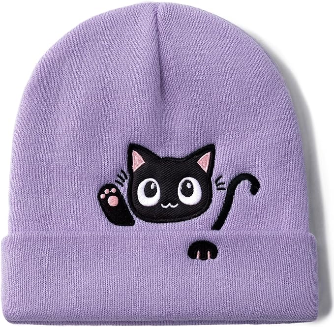 Cat Beanie Hats for Women Cute Cat Lovers Gifts Women's Winter Animal Knitted Hats for Girls