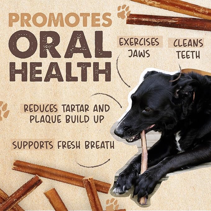 Mighty Paw Naturals Bully Sticks for Dogs - Grass Fed Beef Chews. Dog Bully Sticks for Large Pets, Medium and Small Breeds. Lower Odor Treats for Small Pets. Single Ingredient (12" - 5 Pack)